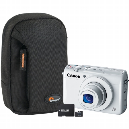 Canon 9169B001-3-KIT PowerShot N100 Digital Camera (9169B001) with SD Card (MB-MSAGBA/AM) Case and Stand (LP36322-0WW)