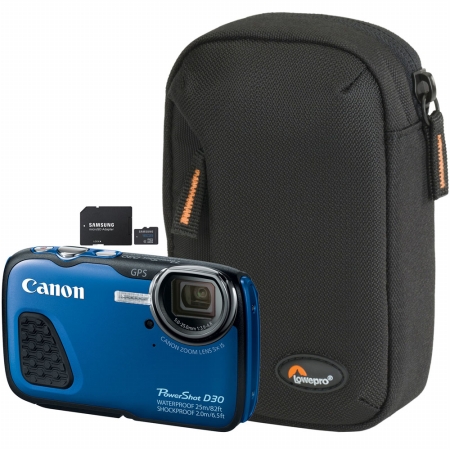 Canon 9337B001-3-KIT PowerShot D30 Waterproof Digital Camera (9337B001) with Case (LP36322-0WW) and SD Card (MB-MSAGBA/AM)