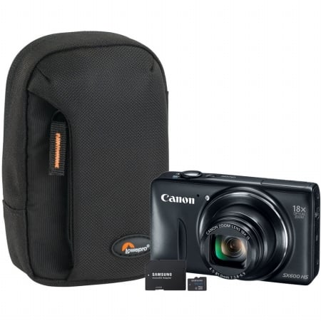 Canon 9340B001-3-KIT PowerShot SX600 Digital Camera (9340B001) with SD Card (MB-MSAGBA/AM) Case and Stand (LP36322-0WW)