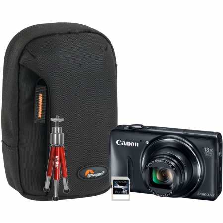 Canon 9340B001-4-KIT PowerShot SX600 Digital Camera (9340B001) with SD Card (DA-SD-1016G-C) Case (LP3622-0WW) and Mini Tripod