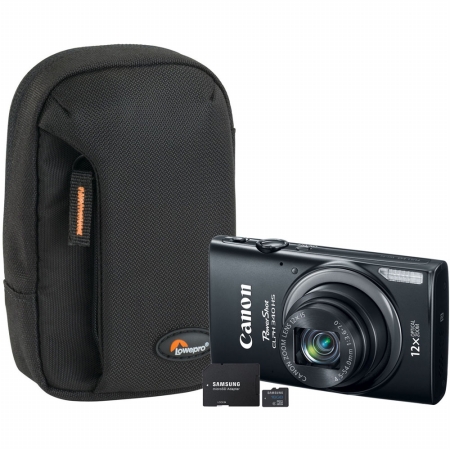 Canon 9344B001-3-KIT PowerShot ELPH 340 Digital Camera (9344B001) with SD Card (MBMSAGBAAM) Case and Stand (LP36322-0WW)