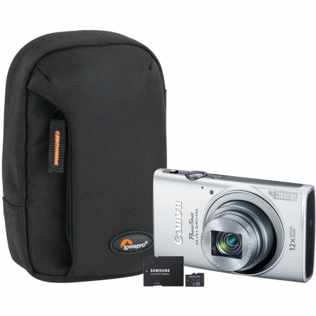 Canon 9347B001-3-KIT PowerShot ELPH 340 Digital Camera (9347B001) with SD Card (MBMSAGBAAM) Case and Stand (LP36322-0WW)