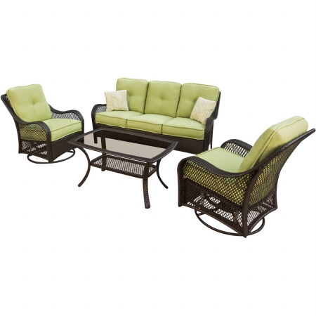 Orleans4pcsw Orleans Patio Seating Set - 4 Pieces (2 Swivel Gliders, 1 Loveseat, 1 Coffee Table)