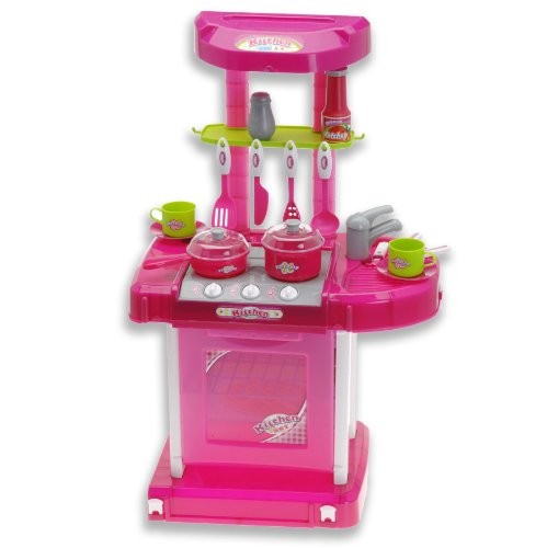 Az Import & Trading Tf858 26'' Portable Kitchen Appliance Oven Cooking Play Set W/ Lights & Sound (pink) Tf858
