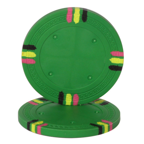 Cpbl12-green-25 Roll Of 25 - Green Blank Claysmith 12 Stripe Poker Chip - 13