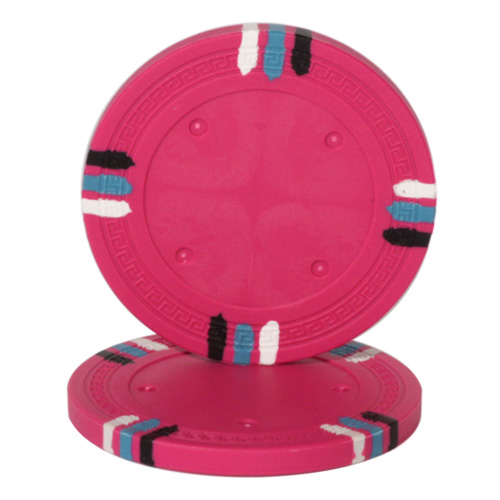 Cpbl12-pink-25 Roll Of 25 - Pink Blank Claysmith 12 Stripe Poker Chip - 13.