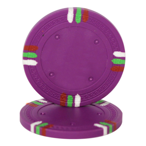 Cpbl12-purple-25 Roll Of 25 - Purple Blank Claysmith 12 Stripe Poker Chip - 1