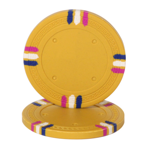 Cpbl12-yellow-25 Roll Of 25 - Yellow Blank Claysmith 12 Stripe Poker Chip - 1