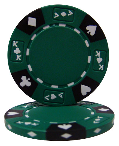 Cpak-green-25 Roll Of 25 - Green - Ace King Suited 14 Gram Poker Chips