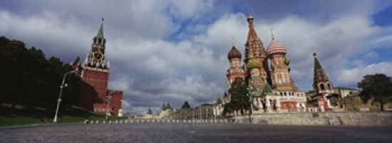Ppi103765l Low Angle View Of A Cathedral St. Basils Cathedral Spasskaya Tower Kremlin Moscow Russia Poster Print By - 36 X 12