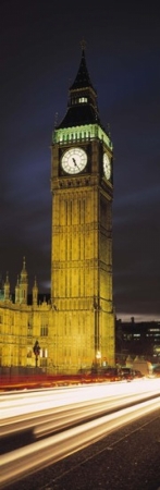 Clock Tower Lit Up At Night Big Ben Houses Of Parliament Palace Of Westminster City Of Westminster London England Poster Print By - 12 X 36
