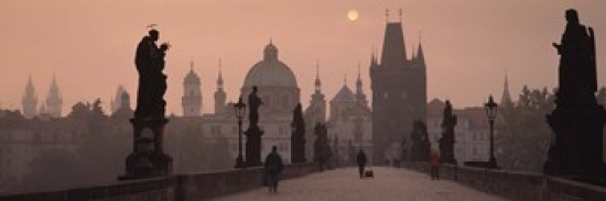 Charles Bridge At Dusk With The Church Of St. Francis In The Background Old Town Bridge Tower Prague Czech Republic Poster Print By - 36 X 12