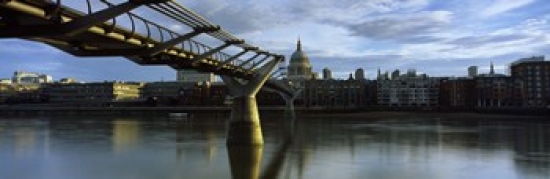 Bridge Across A River With A Cathedral London Millennium Footbridge St. Pauls Cathedral Thames River London England Poster Print By - 36 X 12