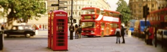 Ppi70377l Phone Box Trafalgar Square Afternoon London England United Kingdom Poster Print By - 36 X 12