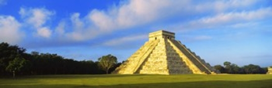 Ppi70724l Pyramid In A Field Kukulkan Pyramid Chichen Itza Yucatan Mexico Poster Print By - 36 X 12
