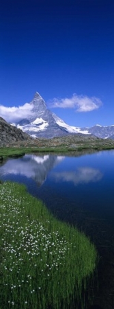 Ppi92194l Reflection Of A Mountain In Water Riffelsee Matterhorn Switzerland Poster Print By - 12 X 36