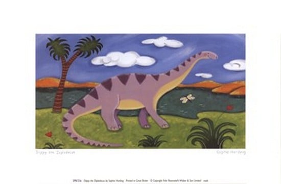 Dippy The Diplodocus Poster Print By Sophie Harding - 12 X 8