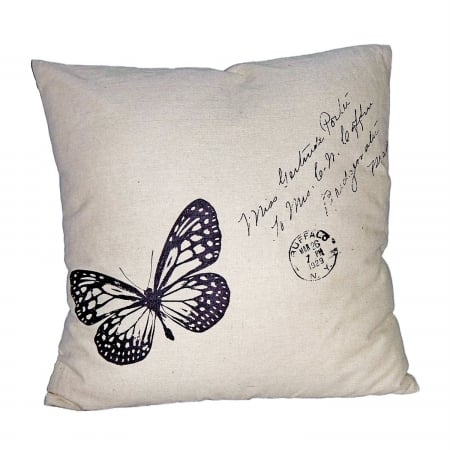 Cheung's Fp-3076f Linen Pillow With Butterfly Design
