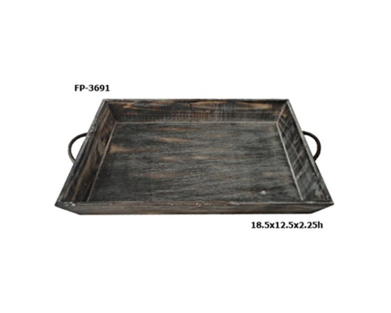 Cheung's Fp-3691 Single Wooden Tapered Tray With Metal Side Handles