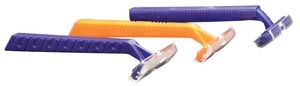 Dr03 Razor, Single-edge, Orange Handle With Clear Plastic Guard