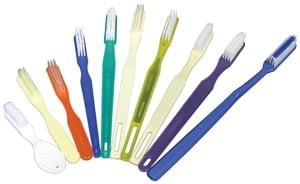 Tb29 Toothbrush, 30 Tuft, Rounded White Nylon Bristles, Yellow Handle
