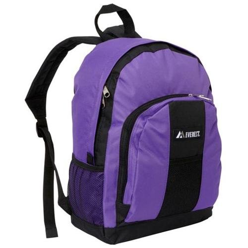 Bp2072-dpl-bk Backpack With Front & Side Pockets - Dark Purple-black