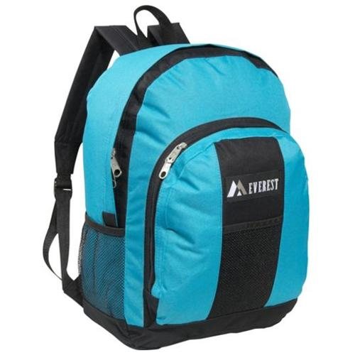 Bp2072-turq-bk Backpack With Front & Side Pockets - Turquoise-black