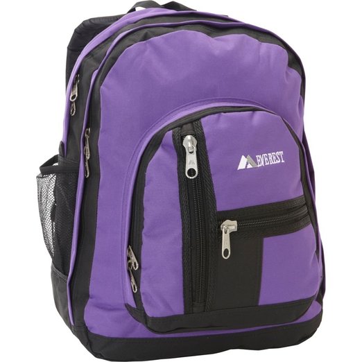 5045-dpl-bk Double Compartment Backpack - Dark Purple-black