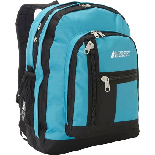 5045-turq-bk Double Compartment Backpack - Turquoise-black