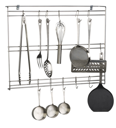 Fur1824chss Wall Mounted S-s Rack With 20 Each Stainless Hooks Pack Of 6