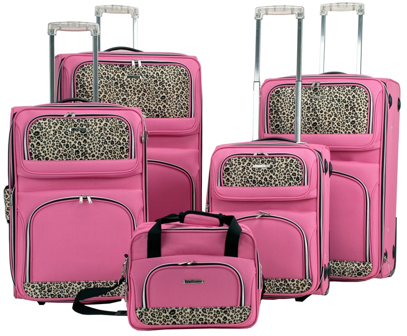 F07l-pink 5pc Luggage Set - Pink