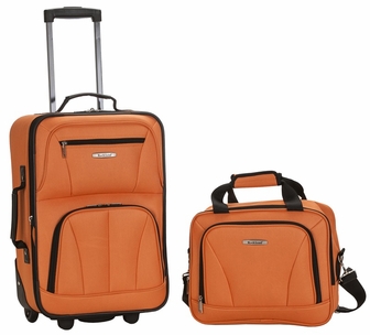 F102-orange 2 Pc Luggage Set - Orange