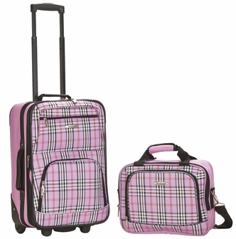F102-pinkcross 2 Pc Luggage Set - Pink Cross