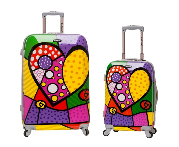 F212-heart 2 Pc Polycarbonate-abs Upright Luggage Set - Heart