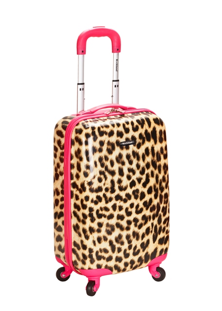 F191-pinkleopard 20 In. Polycarbonate Carry On - Pink Leopard