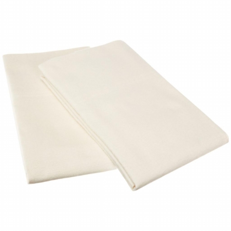 Flakgpc Sliv Cotton Flannel King Pillowcase Set Solid, Ivory