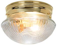 671349 Royal Cove Ribbed Mushroom Shaped Ceiling Fixture 8" Polished Brass Uses 2 60-watt Incandescent Medium Base Bulbs