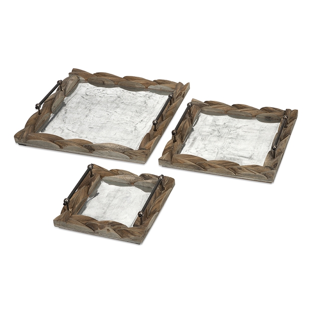 56374-3 Santiago Wooden Trays - Set Of 3