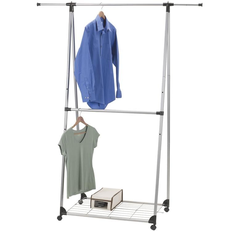 UPC 040071200503 product image for Household Essential 3307 Double Hang Garment Rack-Silver finish | upcitemdb.com