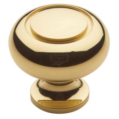 4493.030.bin Decorative Polished Brass 1.25 In. Round Cabinet Knob