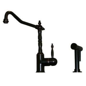 Whitehaus Wh2070800-orbh Jem Collection Single-handle Side Sprayer Kitchen Faucet In Oil Rubbed Bronze With Copper Highlights