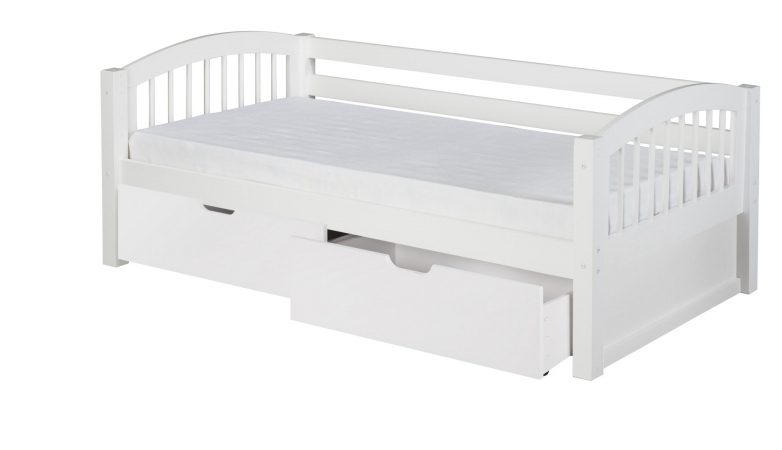 C203-dr Camaflexi Day Bed With Drawers - Arch Spindle Headboard - White Finish