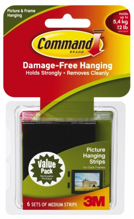 17204blk Medium Black Command Picture Hanging Strips 6 Count
