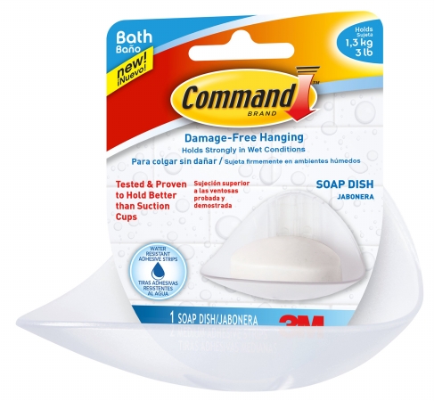 Bath14-es Command Soap Dish With Water-resistant Strips
