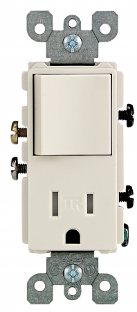 Leviton Mfg R66-t5625-0ts Light Almond Single Pole Switch & Receptacle Combinati
