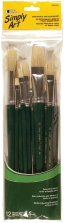 1023583 12 Count Assorted Sizes Short Handle Bristle Brush Set