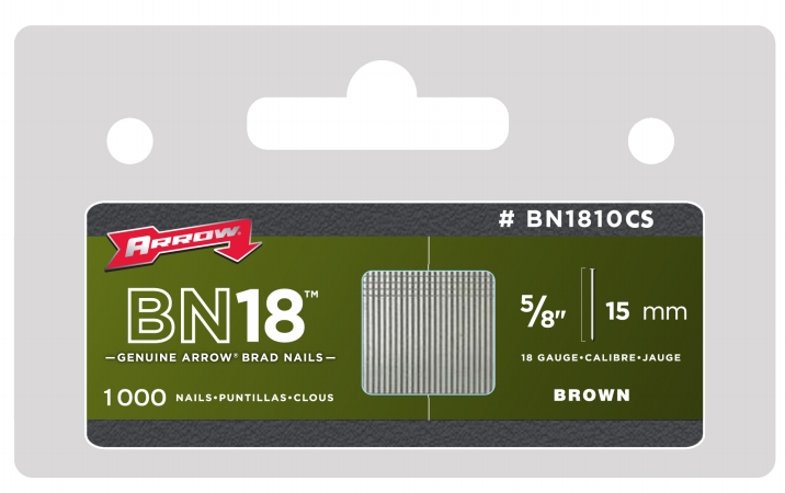 Arrow Fastener Co. Bn1810cs 5-8 In. 15mm 18 Gauge Brown Brad Nails 1000 Count