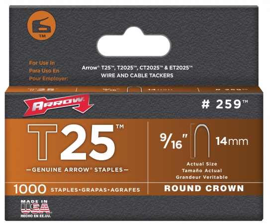 Arrow Fastener Co. 259m 9-16 In. T25 Staples 1000 Count