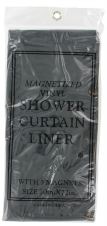 J And M Home Fashions 7608 Black Magnetic Shower Liner