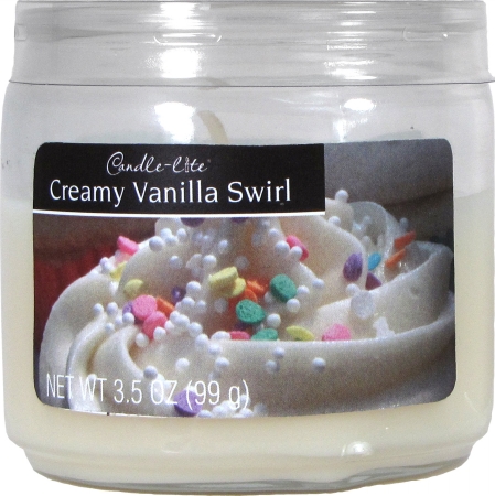 Candle-lite 2400570 3.5 Oz Creamy Vanilla Swirl Jar Candle Pack Of 12